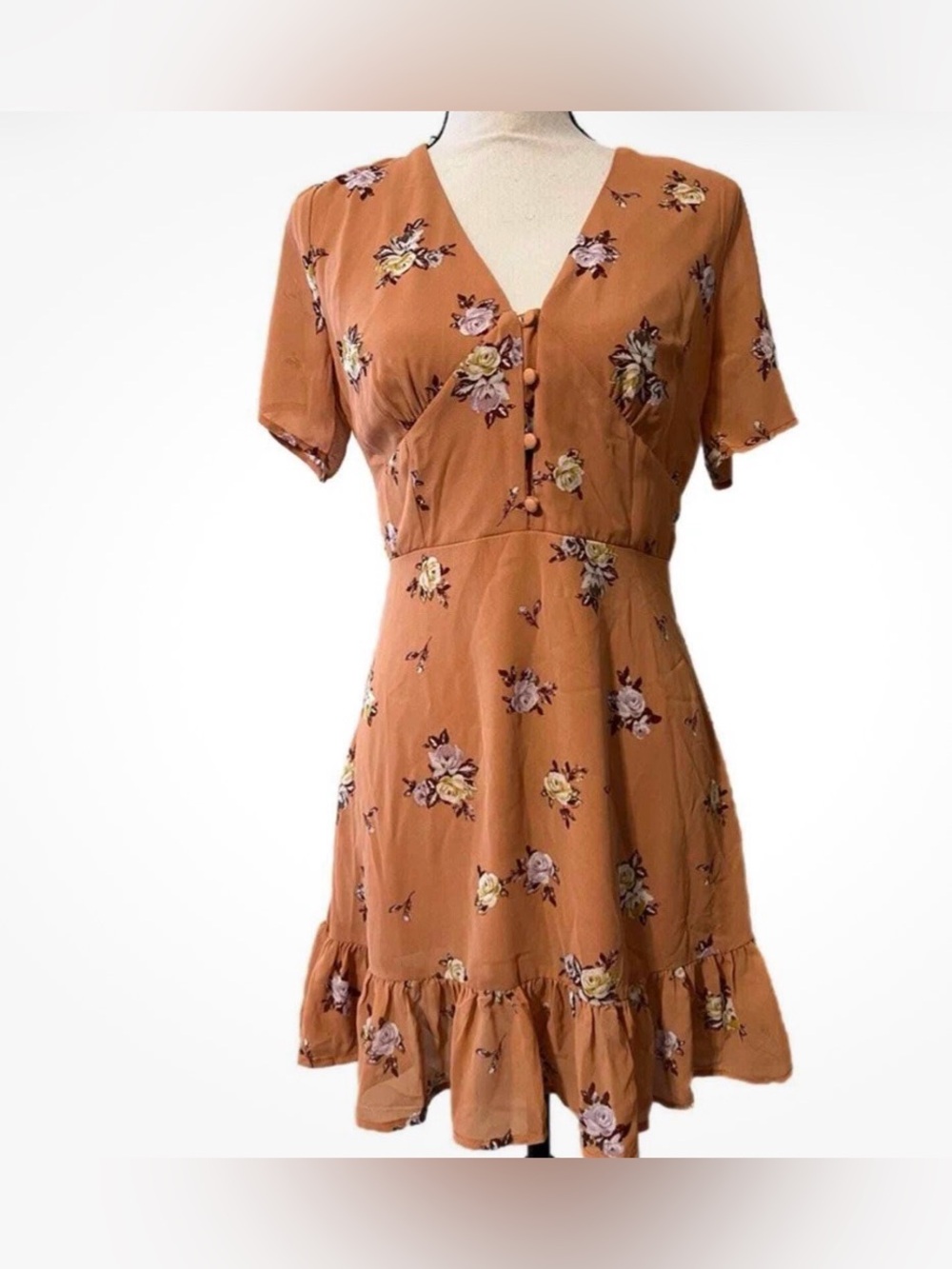 Altar’d State size small dress v-neck 4 button front lined floral print casual